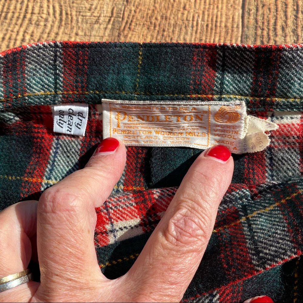 Pendleton Vintage Wool Plaid Midi Skirt Red & Black Tartan Preppy 1980’s - Picture 4 of 8